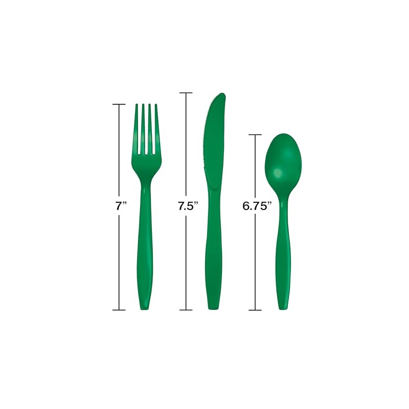 Trendware Emerald Green Plastic Assorted Cutlery, Serves 24
