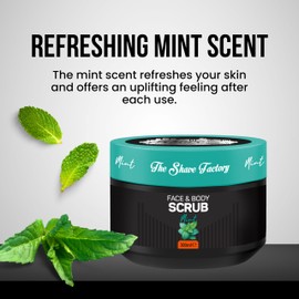 The Shave Factory Face and Body Scrub Mint 300ml – Refreshes and Exfoliates, Suitable for Face and Body, Removes Dead Skin Cells, Ideal for Daily Use