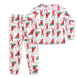 Christmas Pjs Kids Pyjamas Set for Boys Girls Pajamas Cotton Toddler Xmas Clothes Girls Boys Nightwear Fun Santa Claus Sleepwear Unisex Long Sleeve 2 Piece Nightwear Outfit (White Elf, 4T)