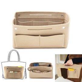 YXBQueen Handbag Organiser Insert, Felt Insert Bag Organiser Bag in Bag Organizer Perfect for Speedy Neverfull Tote Beige