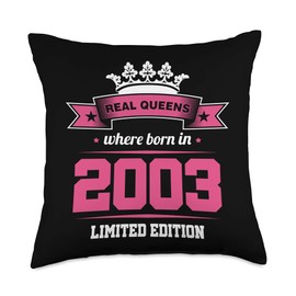 20th Birthday Gifts for Her 20 Year Old Gifts Birthday Women 20 Years Old Gifts for Her Sister 2003 Throw Pillow, 18x18, Multicolor