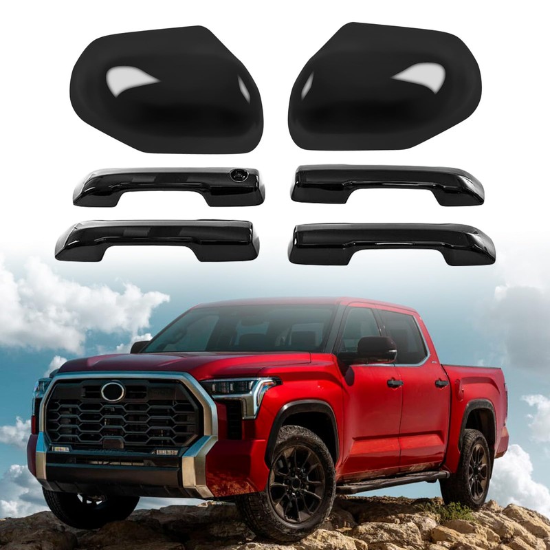 sportuli Black Vehicle Side View Mirror Covers Caps + Door
