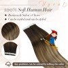 Ugeat Extensiones Cabello Real 50gr 14in Balayage Marrón A Blanque