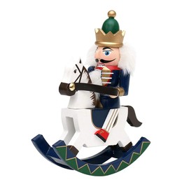 Dekohelden24 Wooden Nutcracker Rider in Blue, L/W/H: 12 x 3.5 x 15 cm, 15 cm