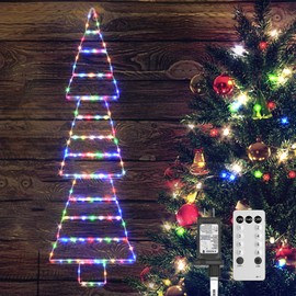 Soiarllt LED Christmas Lights Outdoor, 4.6ft Ladder Lights, Plug-in Christmas Tree Hanging Lights, Waterproof 8 Light Modes Christmas Decoration Lights for Indoor, Wall, Window, Garden - Multicolor