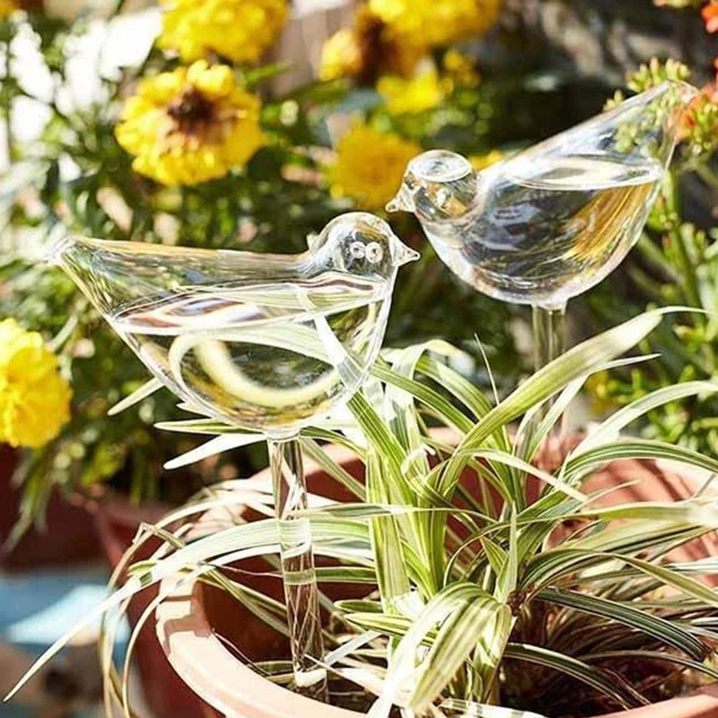 6Pcs Bird Shaped Plant Waterer Automatic Glass Bird Shape Design