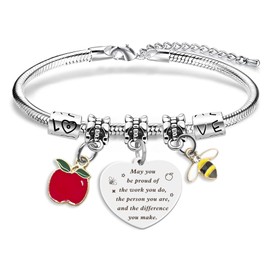 coTaSiEY Teacher Gifts, Thank You Teacher Bracelets Birthday Appreciation Retirement Leaving Graduation Christmas Gifts for Women Male Presents Ideas