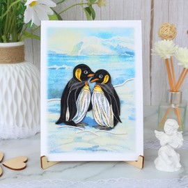 KingKraft Penguin Couple Quilling Card, Anniversary Card for Wife, Husband, Parents, Handcrafted Greeting Card for Wedding, Birthday, Thinking of You, Mothers Day, Valentines Day Card