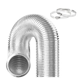 Flexible 4-Inch Aluminum Ducting, Dryer Vent Hose, Heavy-Duty Three-Layer Protection, 8-Feet Long for Heating Cooling Ventilation and Exhaust, Silver