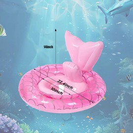 Baby Toddler Swimming Float for 1-3 Years,Mermaid Baby Inflatable Swim Seat Swimming Ring, Pink Toddler Rubber Ring Float Pool Float with Seat & Handle,Inflatable water float Pool Ring Toys for Girls