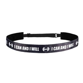 Mavi Bandz Adjustable Non-Slip Fitness Headband - I Can I Will Workout Motivation Women and Girls
