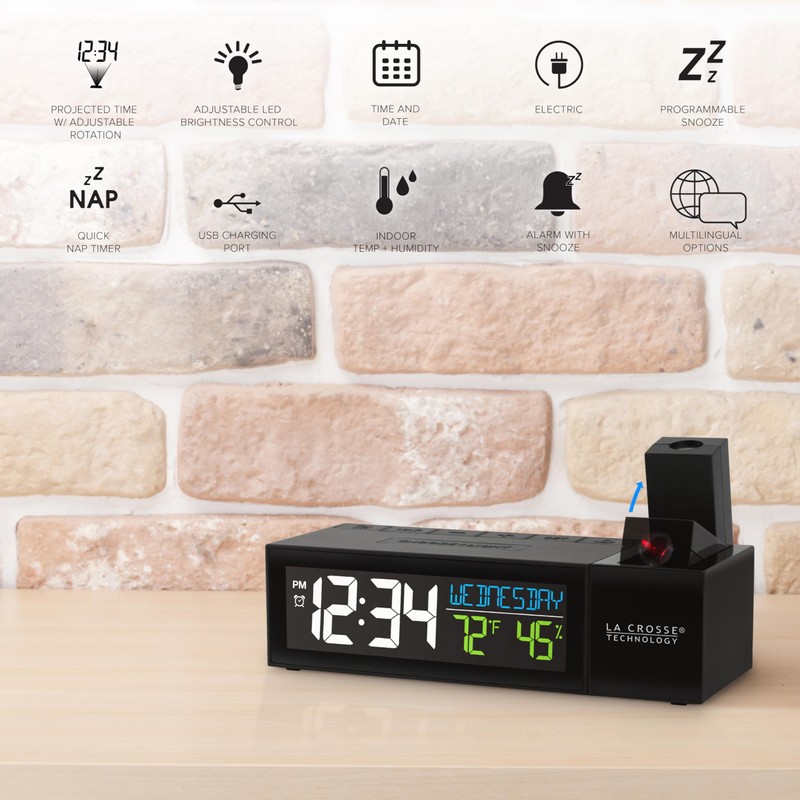 La Crosse Technology 616-1950-INT Pop-Up Bar Projection Alarm Clock with