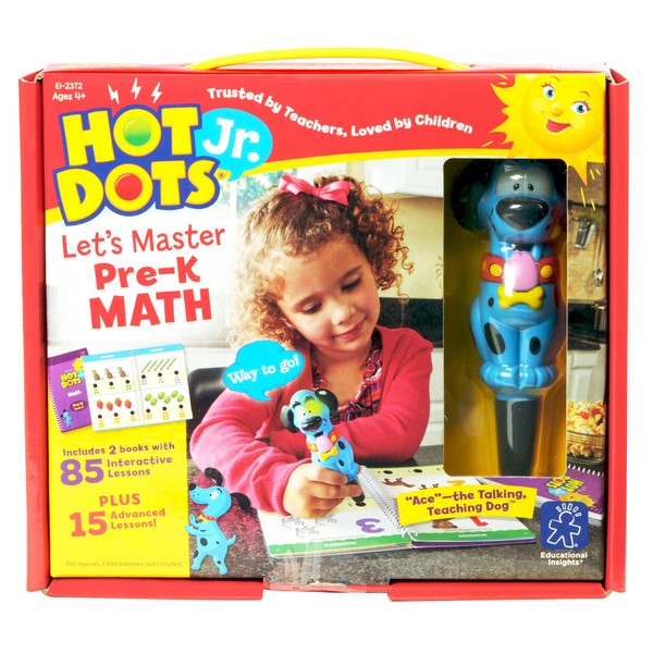 Educational Insights Hot Dots Jr. Let's Master Pre-K Math Set, Homeschool & School Math Workbooks, 2 Books & Interactive Pen, 100 Math Lessons, Ages 4+