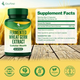 CellFend Fermented Wheat Germ Extract (1000mg) with 10mg Spermidine Per Serving – Autophagy Inducer – Cellular Renewal, Anti Aging, and Longevity Support – Natural, Vegan & Gluten Free, 60 Capsules
