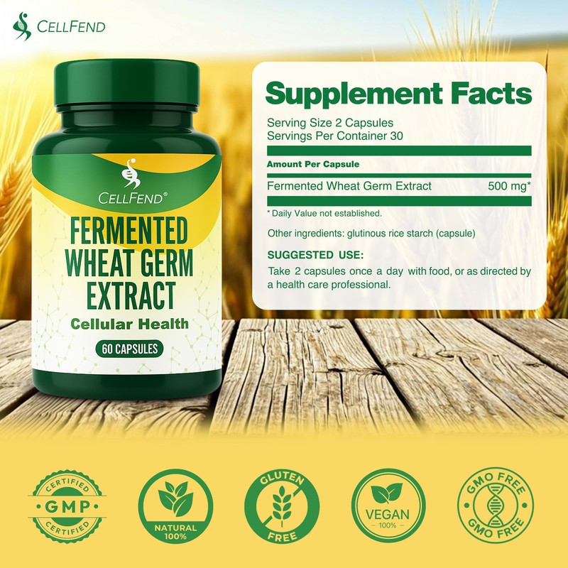 CellFend Fermented Wheat Germ Extract (1000mg) with 10mg Spermidine Per