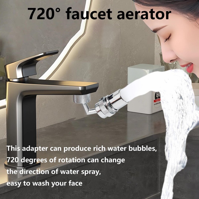 720 Degree Swivel Faucet to Garden Hose Adapter,3/4 Inch GHT