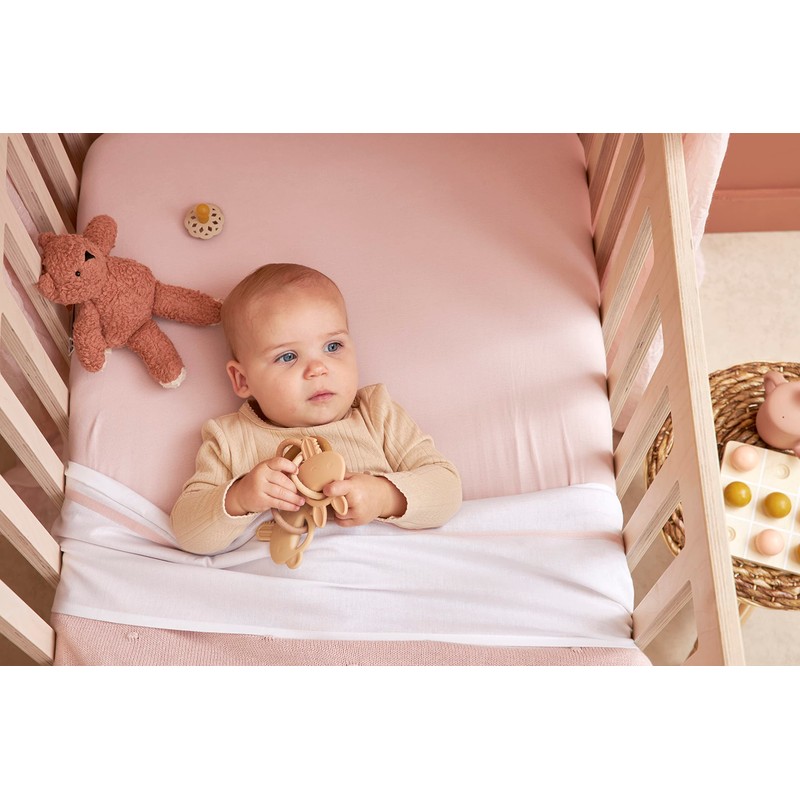 Meyco Baby Plain Fitted Sheet for Cot Bed (Flat Sheet
