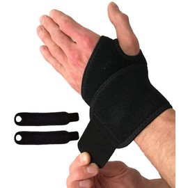 Wrist Wraps for Wrist Support | Wrist Compression Straps with Thumb Hole for Wrist Tendonitis, Arthritis & Carpal Tunnel | Alternative to a Wrist Brace or Wrist Splint | Fits Left or Right Hand (2x)