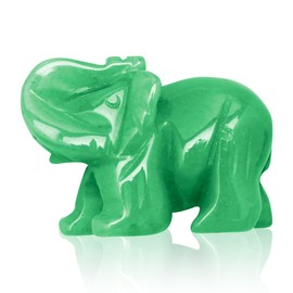 GLADFRESIT Natural Jade Stone Elephant Ornament, Self-healing Crystal Gemstone Carved Lucky Elephant Figurine Statue for Checkout counter Office Dressing Table Bedside Home Decoration (2Inch Green)