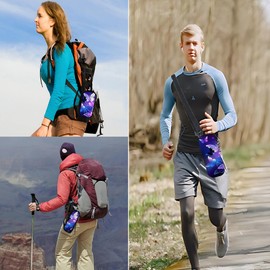 Ruhuayoupin Water Bottle Sling Bag Portable 25 Oz Soft Water Bottle Holder For Walking Adjustable Neoprene Hanging Sleeve For Travel(Purple Butterfly)