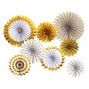 Just Artifacts Gold Paper Hanging Party Fans Set 8 Pcs
