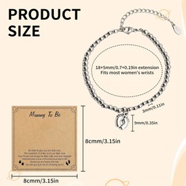 Mum to Be Gifts Baby Shower Gifts for Mum New Mum Gifts Mummy to Be Bracelet Gifts Silver Bracelet for New Mum with Little Foot Charm and Card Pregnancy Gifts for Mum Expecting 1st Mothers Day Gifts