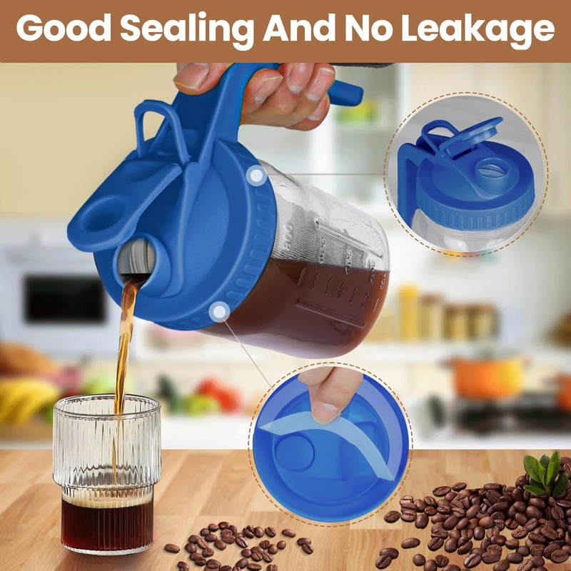 QHH Cold Brew Coffee Maker,32 oz Mason Jar Pitcher with