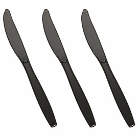 Kaya Black Disposable Plastic Knives - 7.5" (Pack of 100) | BPA-Free, Recyclable, & Durable Catering Solution | Perfect for Parties, Catering & Everyday Use