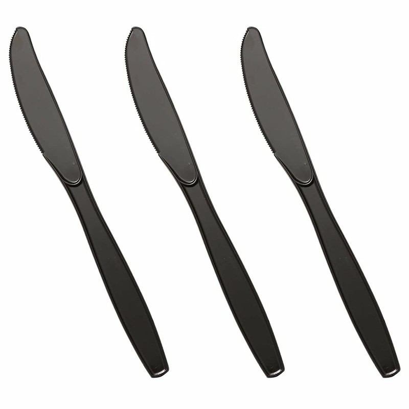 Kaya Black Disposable Plastic Knives - 7.5" (Pack of 100)