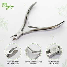 Stainless Steel Cuticle Nippers - LAC FOR YOU: Professional Cuticle Remover, Nail Clippers Precise Cut