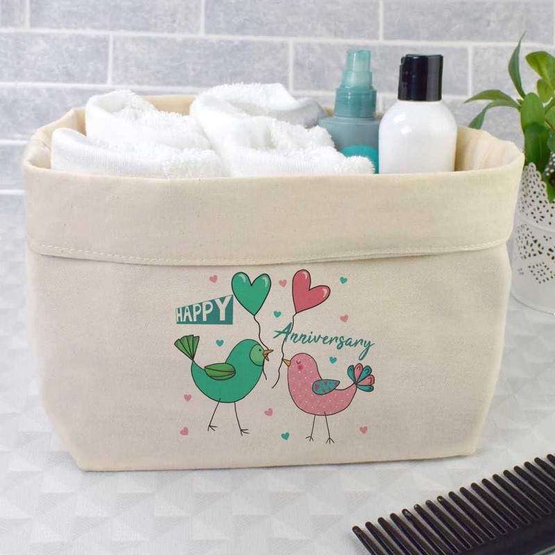 Large 'Anniversary Lovebirds' Canvas Organiser/Storage Bag (OR00034939)