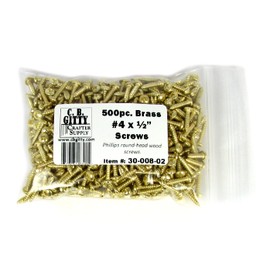 500pc. #4 x 1/2" Brass-Plated Phillips Round-Head Wood Screws