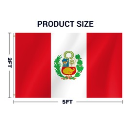 Peru Flag 3x5 Ft Peruvian Flag for Party Parades Sports Events Patriotic Holidays Outdoor Indoor Decorations