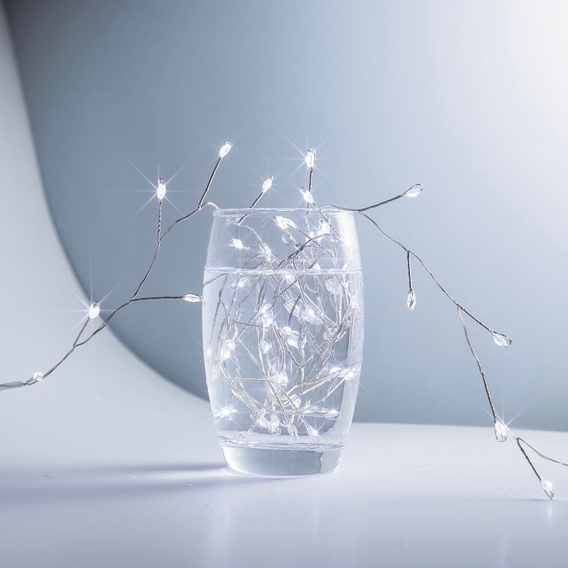 PCORES Fairy Lights Plug in, 10M 300LED Cool White Silver