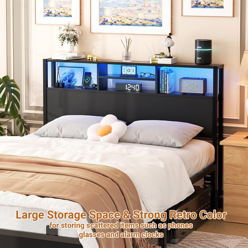 Aheaplus Headboard for Full Size Bed with Storage, Headboards with