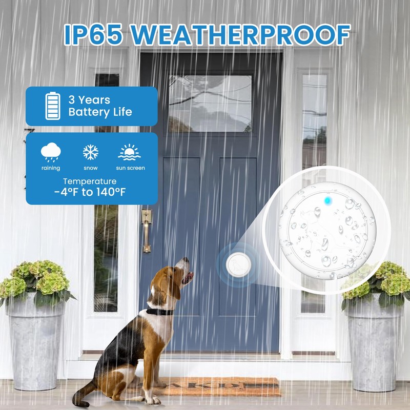 Hathever Dog DoorBell for Potty Training, Wireless Doggie Door Bell