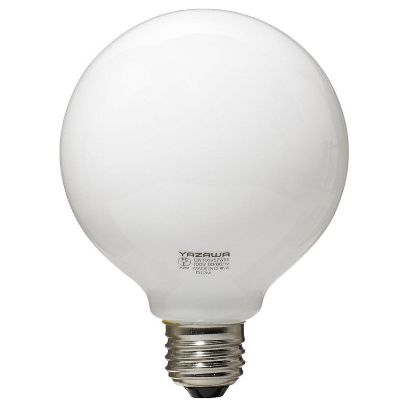 ヤザワコーポレーション ボール電球 60W形 径95mm ホワイト GW100V57W95