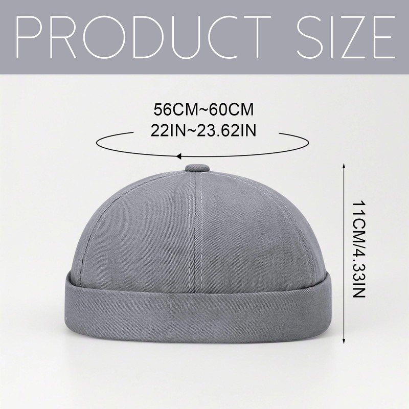 SAIIURV Grey Docker Cap Men's Cap Without Peak, Skull Cap,