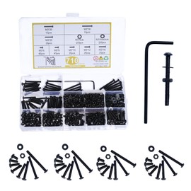 710 Pcs M3 Screw Assortment, M3 Screws and Nuts, Small Metric Hex Socket Button Head Screws Bolts and Nuts Kit, Black Machine Screw Assortment Kit with Washers, Bolt and Nut Set for 3D Printing