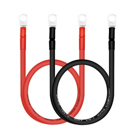 Battery Cable, 6 AWG Battery Cables with Terminals, 2PCS Copper Battery Cables with 3/8 ring terminals(2FT).