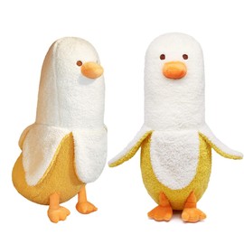 Cute Banana Duck Plush Toy, Funny Plushies, Banana Duck Stuffed Animal, Banana Duck Plush Pillow, Funny Hugging Pillow, Sleeping Cushion, Soft Gifts for Boys Girls Birthday Christmas (White, 30 cm