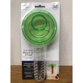 MAINSTAYS Wide Mouth Mason Jar Infuser - Drink Opening and Straw Hole - Green