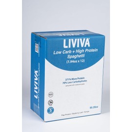 LIVIVA High Protein Low Carb KETO Pasta Value Pack - Spaghetti (Case of 12), 371% more Protein, 70% Less Carbs - Made with Pea Protein, Mulberry Leaf and Konjac
