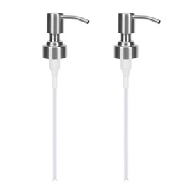 TAIHOBO Soap Dispenser Pump Head, 2PCS Liquid Soap Dispenser Pump Replacement Spare with Tube, Stainless Steel Shampoo Pump Head, for Standard 26-28mm/1.02-1.1in Thread Pump Dispenser