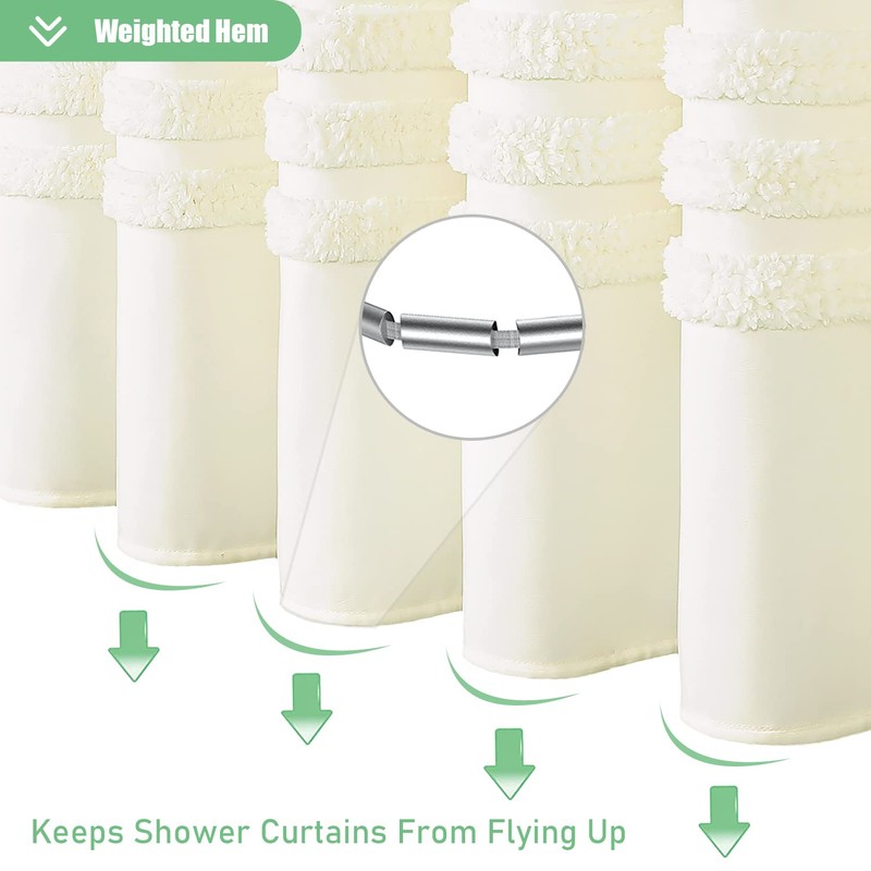 Dynamene Extra Long Shower Curtains, 84 Inches Long Textured Tufted