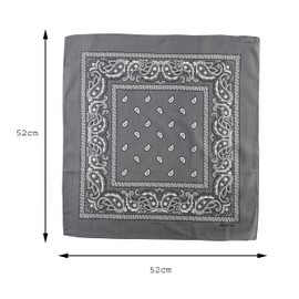 Grey Paisley Bandana Head Scarf Headbands Handkerchief Cowboy Cotton Bib Party Face Covering Headwear For Motorcycling Mens Womens Unisex