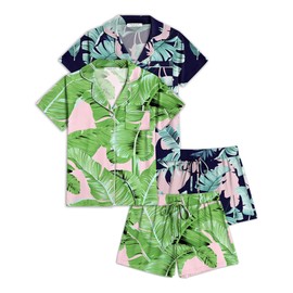 Ekouaer 2 Pack Womens Pajamas Set Button Down Summer Sleepwear Short Sleeve Comfy Pjs Loungewear Set(GP6,XXL)