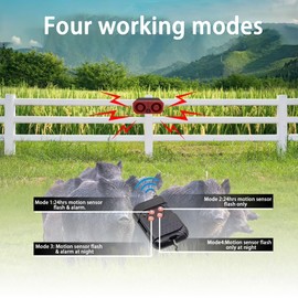 QXMH Outdoor Solar Motion Sensor - Motion Sensor Alarm, Dog Barking Sound Alarm, 129dB*2 Loud Noise Makers, Barking Dog Alarm, Recording Support, 4 Modes with USB