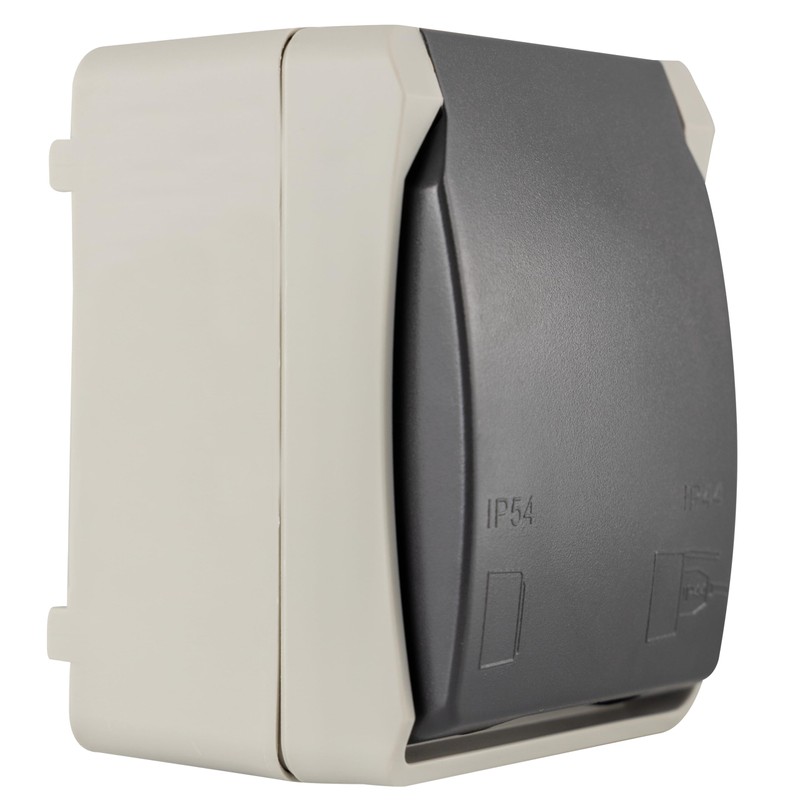 REV AquaBase 1-Way Socket - Wet Room, Splash-proof IP54 Double