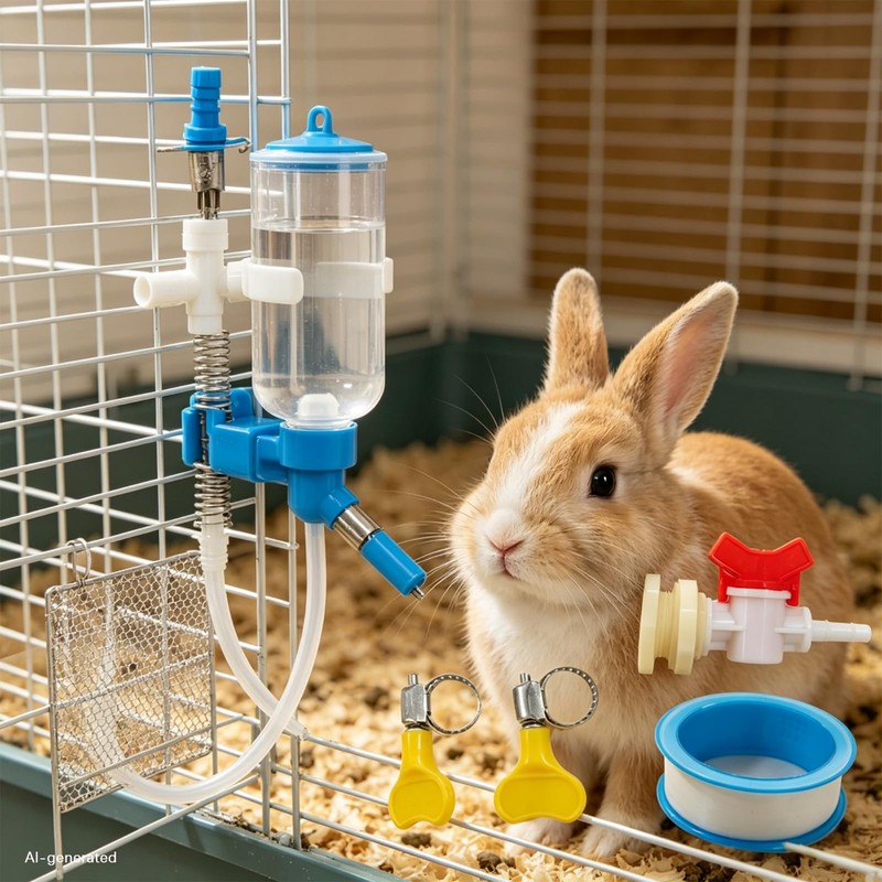 Rabbit Drinking Water System Kit - Includes 12 Plastic Pacifiers,